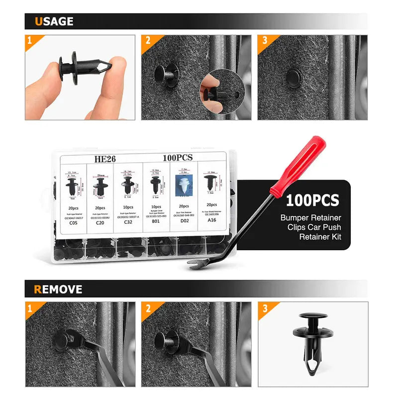 Universal Car Expansion Screws (Pack of 100)